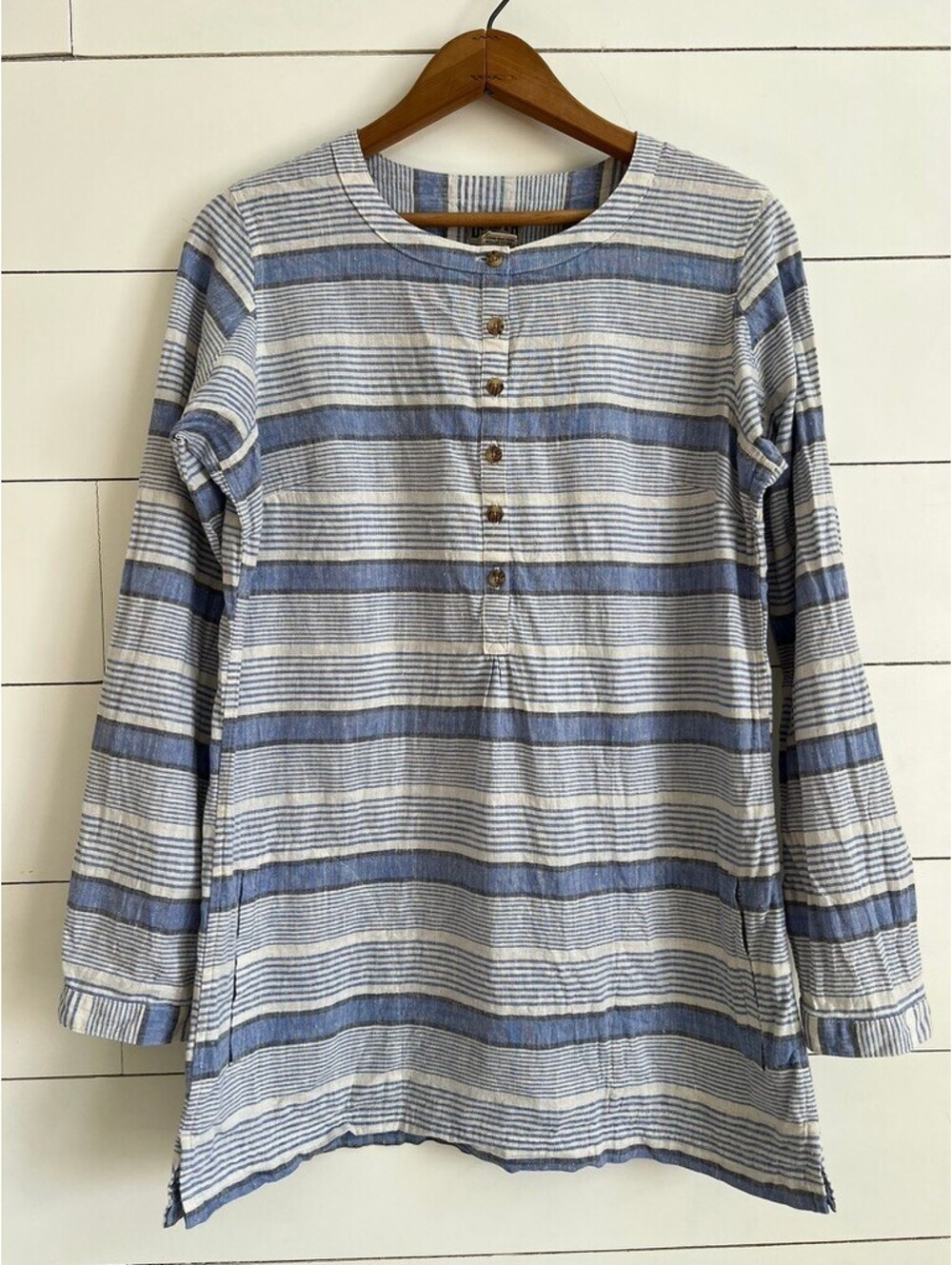 Duluth Trading Co. Women's Striped Hemp Organic Cotton Tunic Shirt Size S Boho